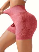 Shorts De Yoga De Cintura Alta Sin Costuras Estirables Para Correr Deporte Mujer Activewear Corto Color Sólido Sin Bolsillos - details 29