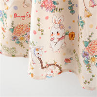 Vestido De Verano Para Niñas Estilo Chino Con Estampado De Conejo Y Flores Manga Corta Cuello Erguido Botones Vestido De Princesa - details 10