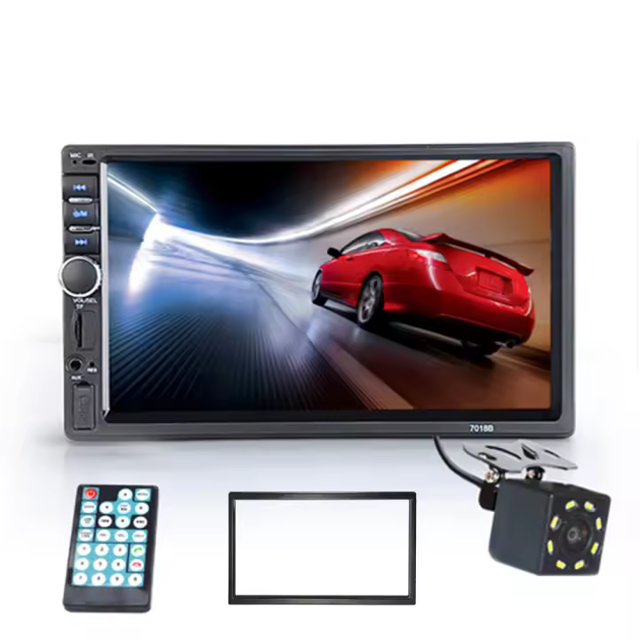 Hippcron Radio De Coche HD 7 Pulgadas Pantalla Táctil Estéreo Bluetooth 12V 2 Din FM ISO Entrada Auxiliar MP5 Auto Reproductor SD USB - 1