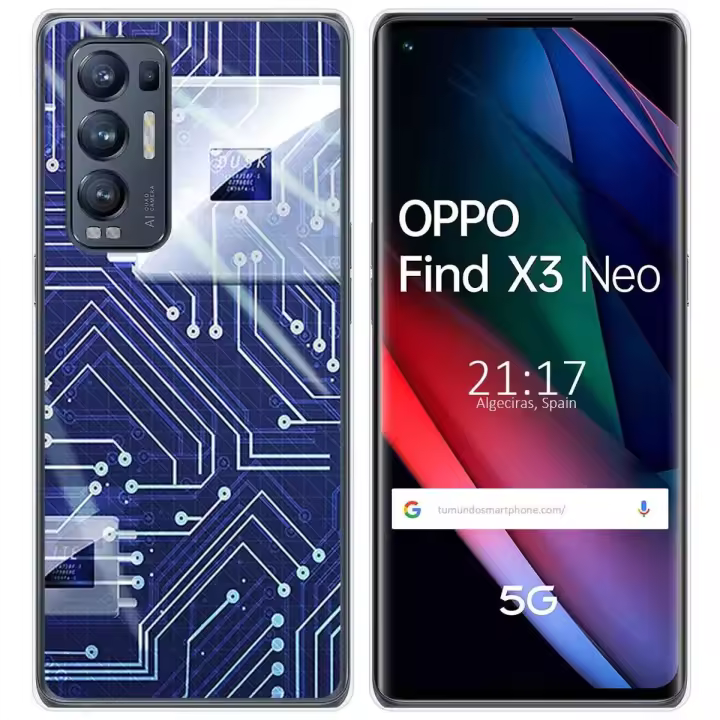 Tumundosmartphone Funda Gel Tpu para Oppo Find X3 Neo 5G diseño Circuito Dibujos - 1