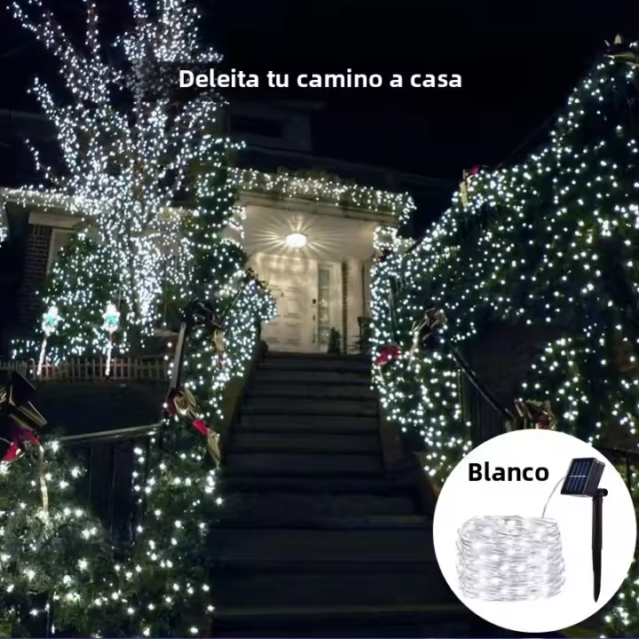 Luces De Hilo De Fairy Solar Exterior 32M Con 300/200/100/50 LEDS En Cobre Y Plata Resistente Al Agua 8 Modos Para Navidad Boda - 1