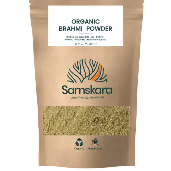 POLVO DE BRAHMI  BIO Orgánico  + Plasticidad cognitiva, Memoria, Concentración, Tranquilizante, Equilibrio emocional, Ayuda digestiva y para dormir  100gr x 1 - 1