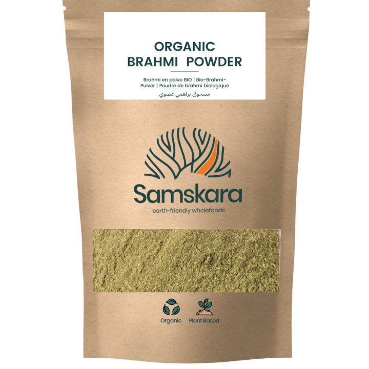 POLVO DE BRAHMI  BIO Orgánico  + Plasticidad cognitiva, Memoria, Concentración, Tranquilizante, Equilibrio emocional, Ayuda digestiva y para dormir -100gr x 2