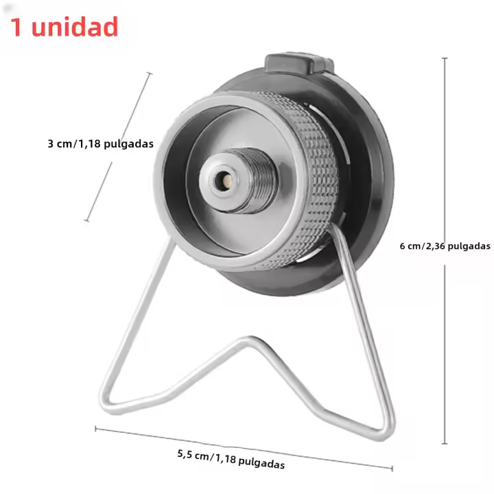 Adaptador De Butano Con Soporte Para Estufa De Camping Conversor De Gas Joint Valvula De Salida Adaptador De Botella De Aluminio Y Acero Inoxidable - 1