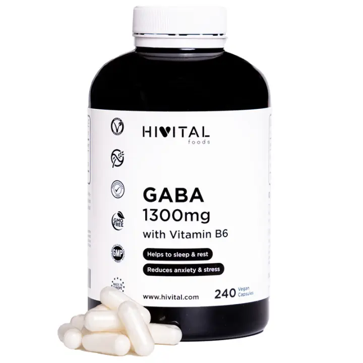 Gaba 1300 mg. 240 cápsulas veganas para 4 meses. Hivital - 1