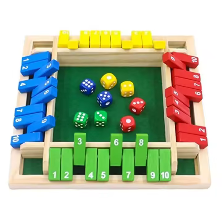 Juego De Mesa De Madera Shut the Box Para 4 Jugadores Con Cubos Y Vuelcas Entretención Familiar Interacción Padres-Hijos - 1