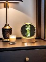 Lámpara De Decoración Con Base De Madera Y Globito De Vidrio Religioso De Jesús Luz Nocturna Diametro 2.36" O 3.15" Regalo De Cumpleaños Para El Hogar Y Escritorio - details 3