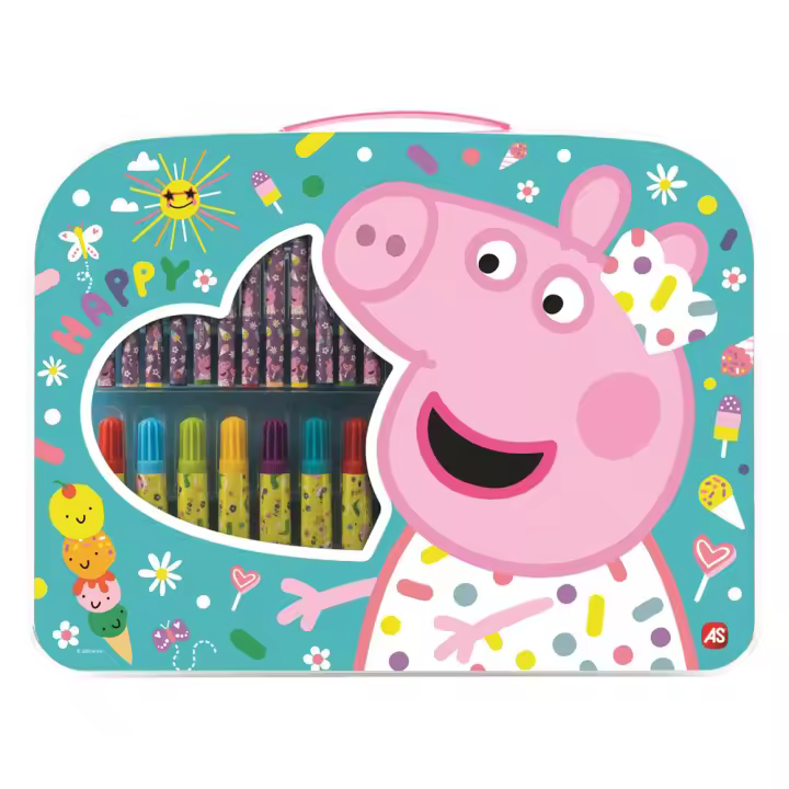 Maletín De Actividades Artísitcas Peppa Pig Con 12 Crayones, 12 Rotuladores, 6 Lápices De Colores, Regla, Lápiz, Borrador Y Sacapuntas. 32X25X2 Cm (Cefa 21878) - 1