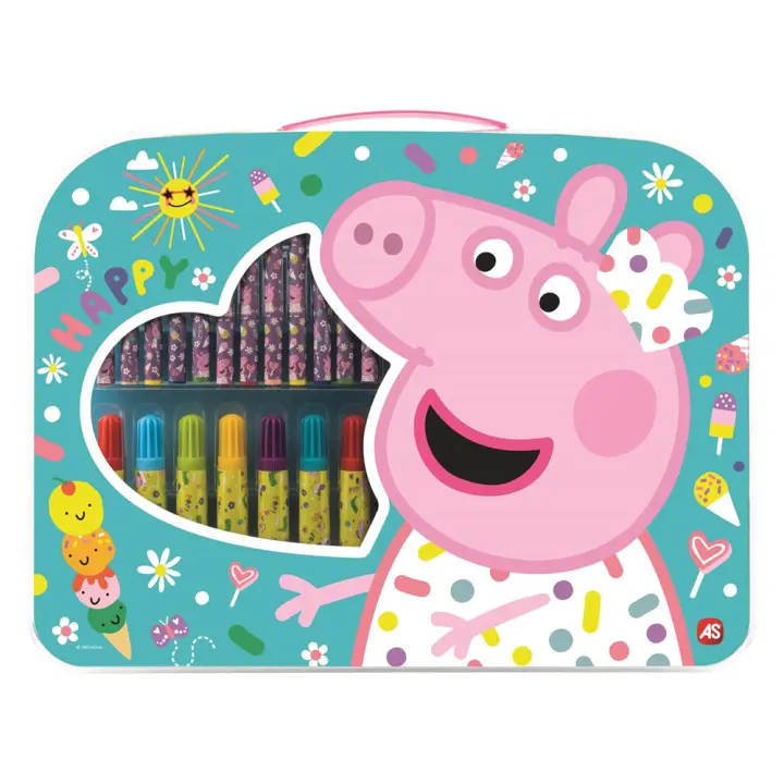 Maletín De Actividades Artísitcas Peppa Pig Con 12 Crayones, 12 Rotuladores, 6 Lápices De Colores, Regla, Lápiz, Borrador Y Sacapuntas. 32X25X2 Cm (Cefa 21878) - 1