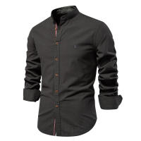 Camisa AIOPESON Para Hombre 100% Algodón De Calidad Superior Estilo Casual Manga Larga Color Sólido Primavera Y Otoño - details 4