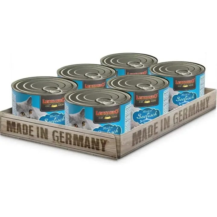 Leonardo Alimento Húmedo [6x200g Rico En Pescado Marino] Alimento Húmedo Sin Cereales Para Gatos  Alimento Húmedo Completo En Lata - 1