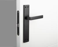 Manetas Puertas Interior Casa - Manillas Puertas Interior Placa Cuadrada 4,5x24,5 cm - Largo Manija 12 cm - Color Negro Mate - Manivelas para Puertas Interior - Material Aluminio Resistente - Diseño Moderno y Elegante - details 2