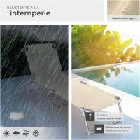 Set de 2 Tumbonas Jardín Exterior con Parasol y Respaldo Regulables, Tumbona Plegable con Reposacabezas, Tumbona Playa Resistente a la Intemperie, Tumbona Piscina Carga Máx. 110 kg - beige - details 1