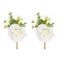 Corsage Rustico Para Novio Y Llavero De Boda Blanco Con Rosa Eucalipto Hiedra Orchidaya Berries Gypsophila Accesorios De Vestimenta Para Bodas Cumpleaños Y Decoración Personal - details 0