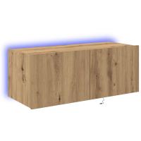 Mueble de TV vidaXL con luces LED Roble Artesanal 80x35x31 cm - details 1