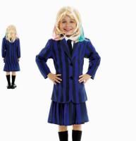 Disfraz de Miércoles Niña Mujer, Uniforme Escolar Azul Gris a Rayas Familia Addams Cosplay para Halloween Carnaval - details 1