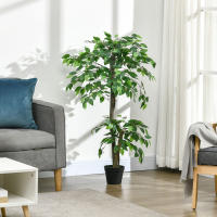 Outsunny Árbol de Té Artificial 120 cm Planta Artificial con 546 Hojas Musgo y Maceta Planta Artificial Decorativa para Interior y Exterior Hogar Salón Oficina Verde - details 1