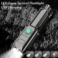 Linterna Táctica LED Recargable USB Impermeable Con Zoom Para Pesca Caza Camping Emergencias Luz De Iluminación Exterior - details 1