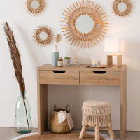 STARLEY- Juego de 3 espejos redondo decorativo bambu efecto sol 28 cm, ideal para decoracion casa, habitación y salón, decoracion pared - details 5