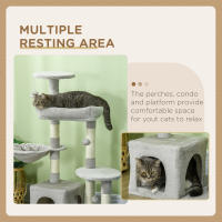PawHut Árbol para gatos, árbol para escalar, poste rascador para gatos, altura 104 cm, centro de actividades de varios niveles, columnas reforzadas, 3 bolas colgantes, gris claro - details 5