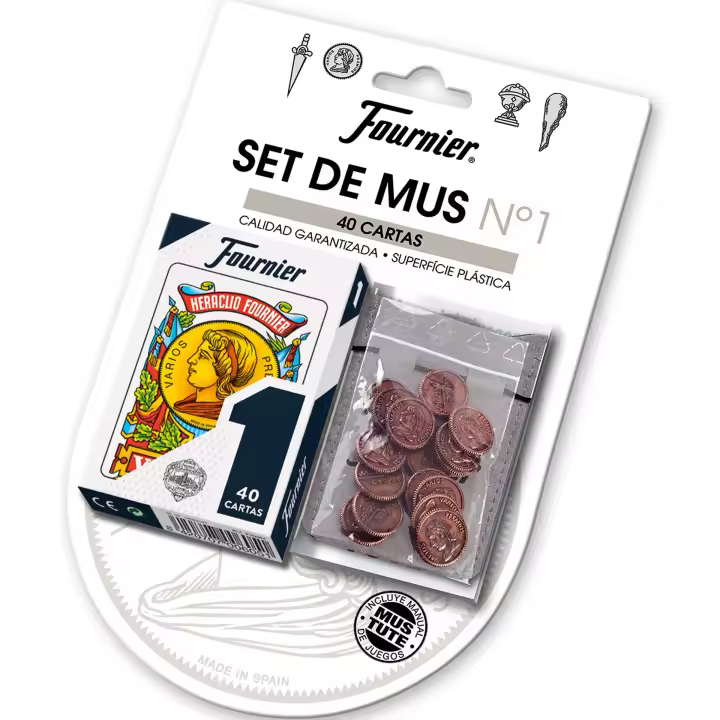 SET DE MUS Y TUTE FOURNIER con baraja de 40 cartas, 20 amarracos en bonita bolsa de transporte e instrucciones de juego - Juegos de siempre ideal para regalar - Juegos en familia - Calidad Fournier - 1
