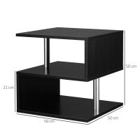 HOMCOM Mesa de Centro Café Mesa Auxiliar de Salón de Forma S con Compartimento Abierto 2 Niveles Diseño Elegante 50x50x50 cm - details 2
