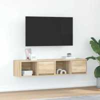 vidaXL Muebles para TV 2 uds madera 60x31x25,5 cm en color Roble artisan/Roble ahumado/Roble negro y más | almacenamiento funcional diseño moderno para baño dormitorio sala - details 8