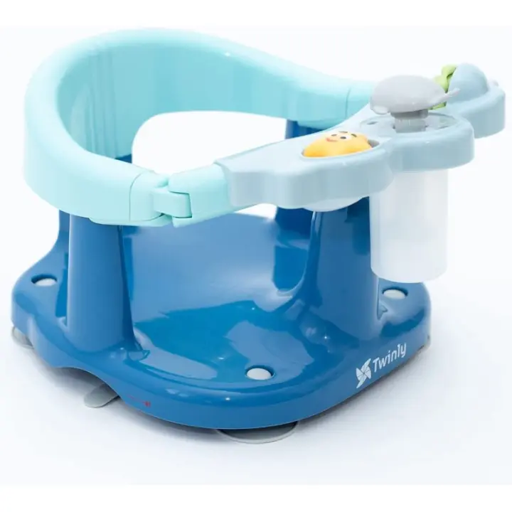 Twinly - Asiento de baño para bebé Splashy  con 3 juguetes, barra protectora y ventosas - 1