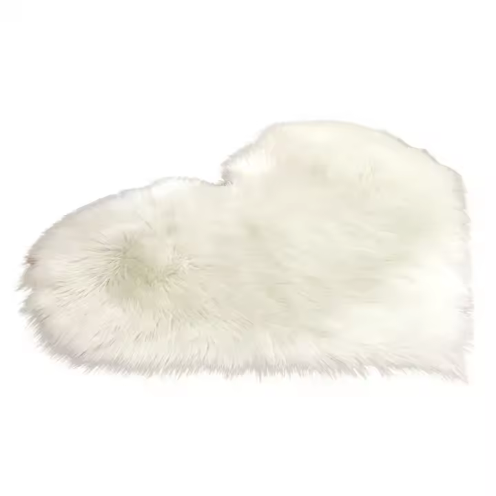 Alfombra De Pelo Falso De Lana Corazón Pequeño Tamaño 30x40cm Para Sofa Y Sala De Estar Decorativa Tapete De Piso Para Dormitorio - 1