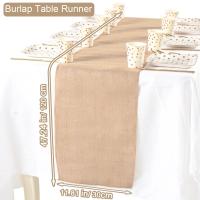 Corredor De Mesa Vintage De Lino Y Jute Natural De 30cm Para Bodas Y Fiestas Rusticas En Color Café Ocre Decoración Para Sillas De Pártidas Caseras - details 0
