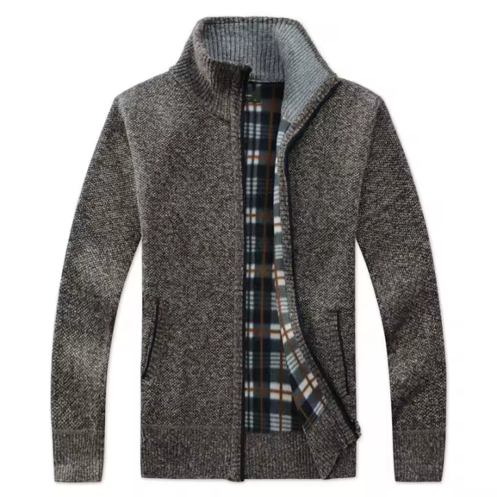 Chaqueta De Punto Para Hombre Con Cuello V Y Patoleta Clásica De Invierno Prenda Exterior De Poliéster Para Otoño Y Invierno - 1
