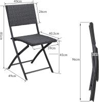 Set 2X Sillas Poliratán Plegables Resistentes 120kg Fácil Guardar Transportable Intemperie - details 0