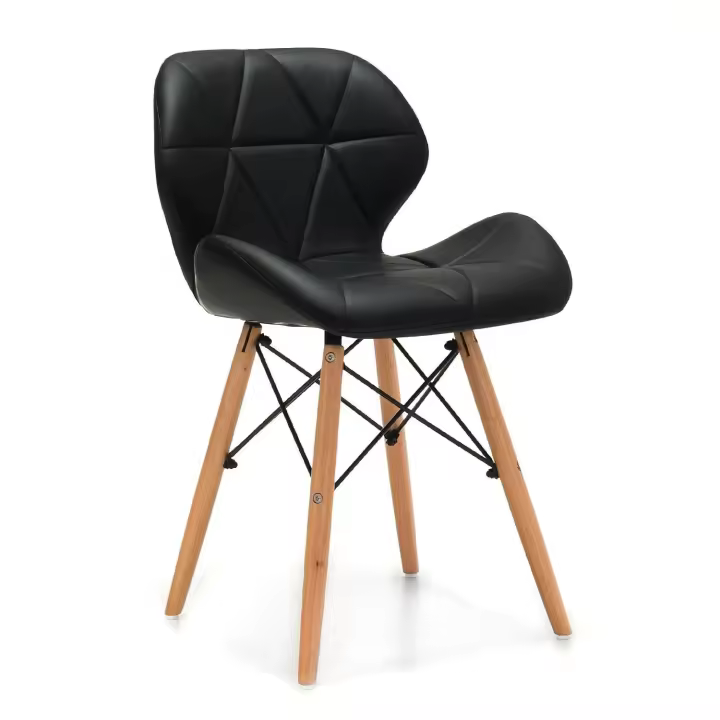 Silla BAMBOLA, madera, similpiel negra - 1
