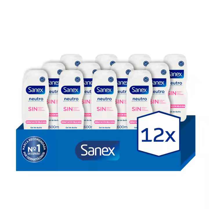 Gel de Ducha Sanex Neutro Hidratación Delicada Piel sensible/delicada 600ml. Pack 12 - 1