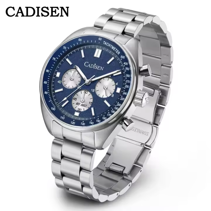 Reloj De Cuarzo Para Hombre CADISEN 2024 Reloj De Negocios De Lujo Con Cronógrafo Resistente Al Agua Material De Acero Inoxidable Cristal De Zafiro - 1