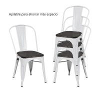 ORION91 Silla ORIONIS BLANCA Acero y Asiento Color Madera Oscura Apilables Comedor Oficina Salón Teletrabajo Cocina - SpazioLuzio - details 2