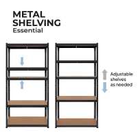 Ociodual Estantería Metálica Essential Negro Mate, Ideal para Hogar, Garaje, Cocina, Oficina, Multiusos, Almacenamiento Divisible, Sin Tornillos, 875kg, 5 Baldas MDF, 180 x 90 x 40cm - details 3