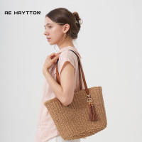 Women's Straw Bag | Medium Travel Straw Tote Handmade Summer Shoulder Bag - details 2
