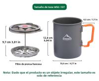 Widesea Tetera De Camping Con Prensa Francesa Y Taza De Aluminio Para Actividades Al Aire Libre Senderismo Viajes Y Bebidas De Café - details 3