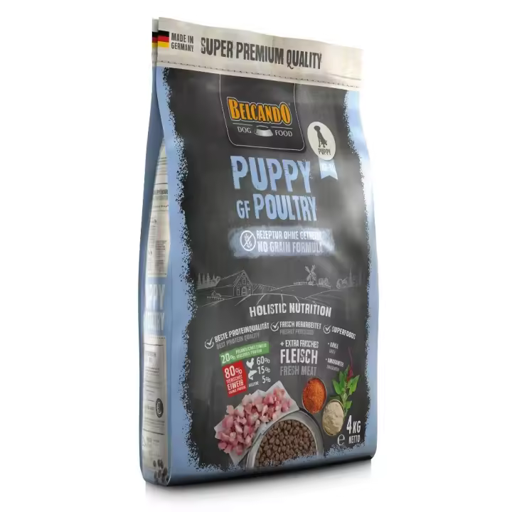 Pienso para perros PUPPY POULTRY GF 12.5kg o 4kg sin grano, sin lácteos y sin soja y con probióticos - Belcando - 1