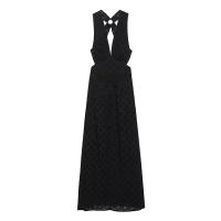 Willshela Vestido Midi De Encaje Negro Para Mujer Estilo Vintage Con Cierre De Cremallera Y Hombros Descubiertos Vestido Elegante Sin Mangas De Corte A-Line V-Neck - details 2