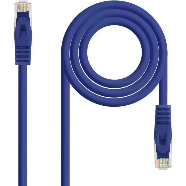 Nanocable Cable de Red Ethernet RJ45 LSZH Cat.6A UTP, AWG24, 100% Cobre, Libre de alogenos, Azul, latiguillo de 1.0mts - 1