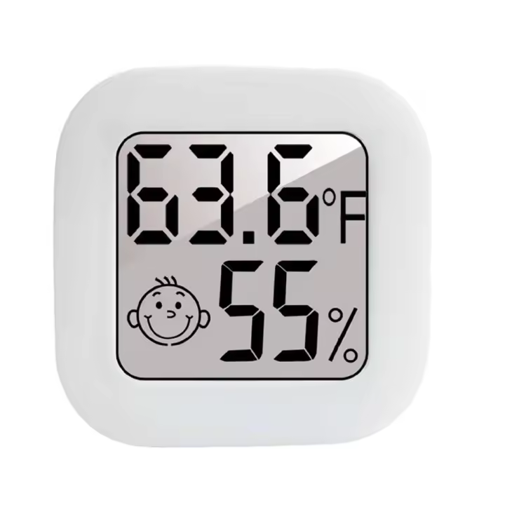 Termómetro de habitación, higrómetro, higrómetro digital, termómetro de habitación con pantalla Celsius y Fahrenheit para el hogar, habitación de bebé, almacén, invernadero, reptil, humidor, sótano, oficina, coche. (Blanco) - 1