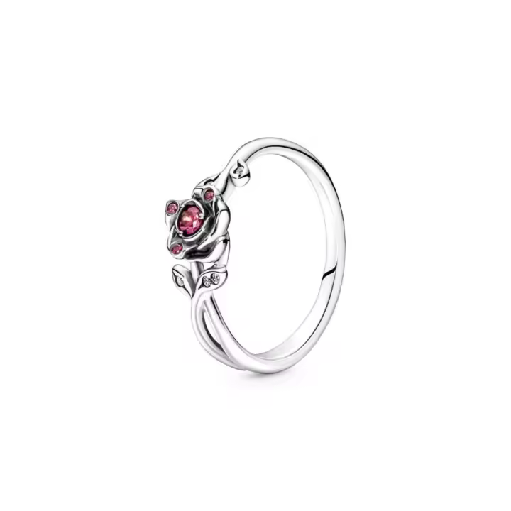 190017C01 - Anillo de plata de ley Rosa de La Bella y la Bestia de Disney con circonitas cúbicas 190017C01 PANDORA Silver  Anillo Pandora original - 1