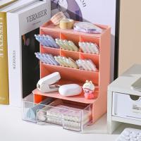 Organizador De Escritorio Con Portarretratos Oblicuo Estuche De Almacenamiento De Lujo En Plástico Multifuncional Para Oficina Y Estudiantes - details 2