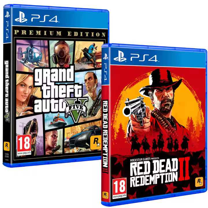 Pack 2 Juegos PS4 - GTA V (Premium Ed.) + Red Dead Redemption 2 - 1