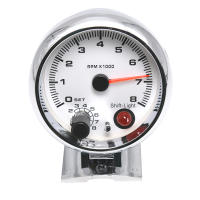 Tacómetro Eléctrico Blanco AD 3.75 Pulgadas 95mm Con Luz De Cambio Interna Para 4 6 8 Cilindros Rueda De Cromo Medidor De RPM 8000 - details 3