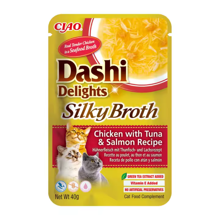 Inaba Churu Dashi Delights Silky Broth Pollo con Atún y Salmón (12 unidades x 40 gr) - 1