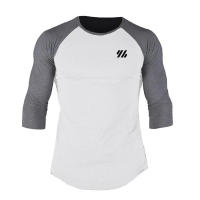Camisa De Algodón Para Hombre Con Manga Larga Tres Cuartos Cuello Redondo Estilo Fitness Color Contraste Sportswear Para Gimnasio Y Bodybuilding - details 14