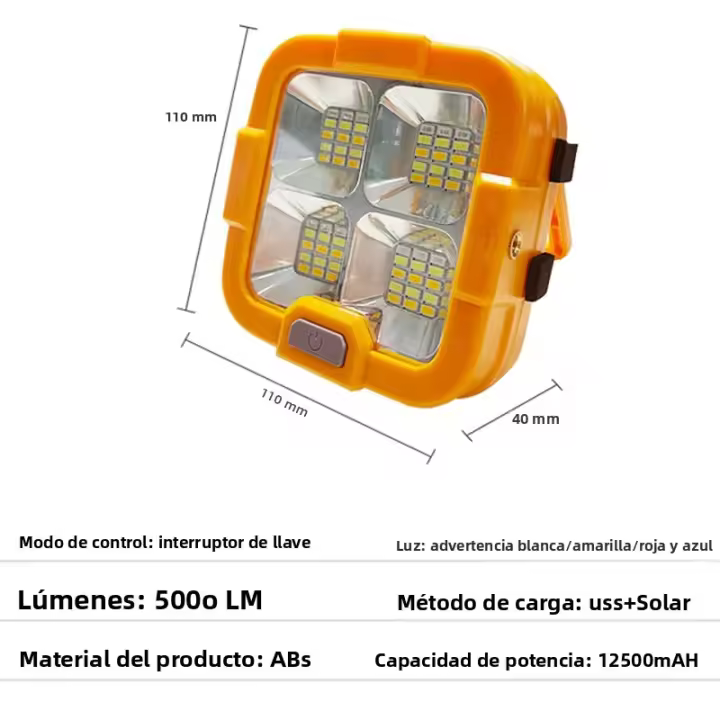 Luz De Sol Para Exteriores Recargable Farol De Inundación LED Con Reflectivo Proyector De Construcción Luz De Proyecto Recargable - 1